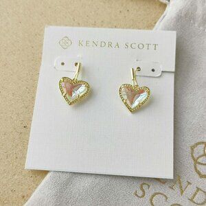 NEW Kendra Scott Gold Dichroic Glass Ari Heart Earrings